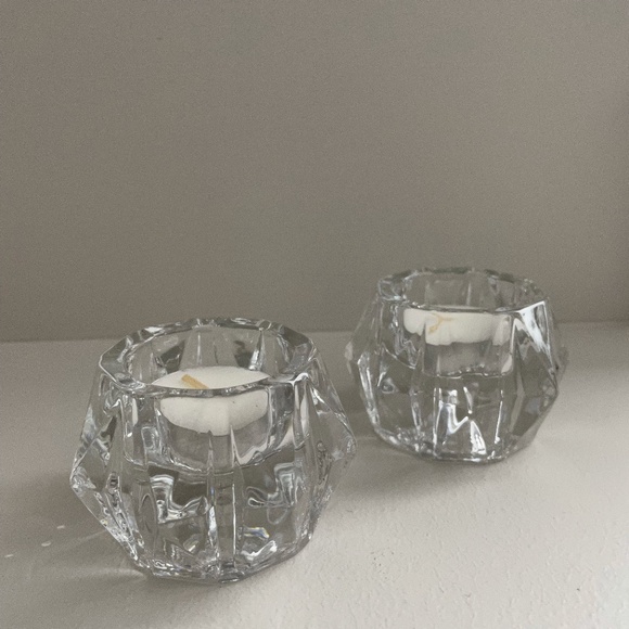 Set Faceted MCM Taper&Tealight Candle Holders - Picture 1 of 3